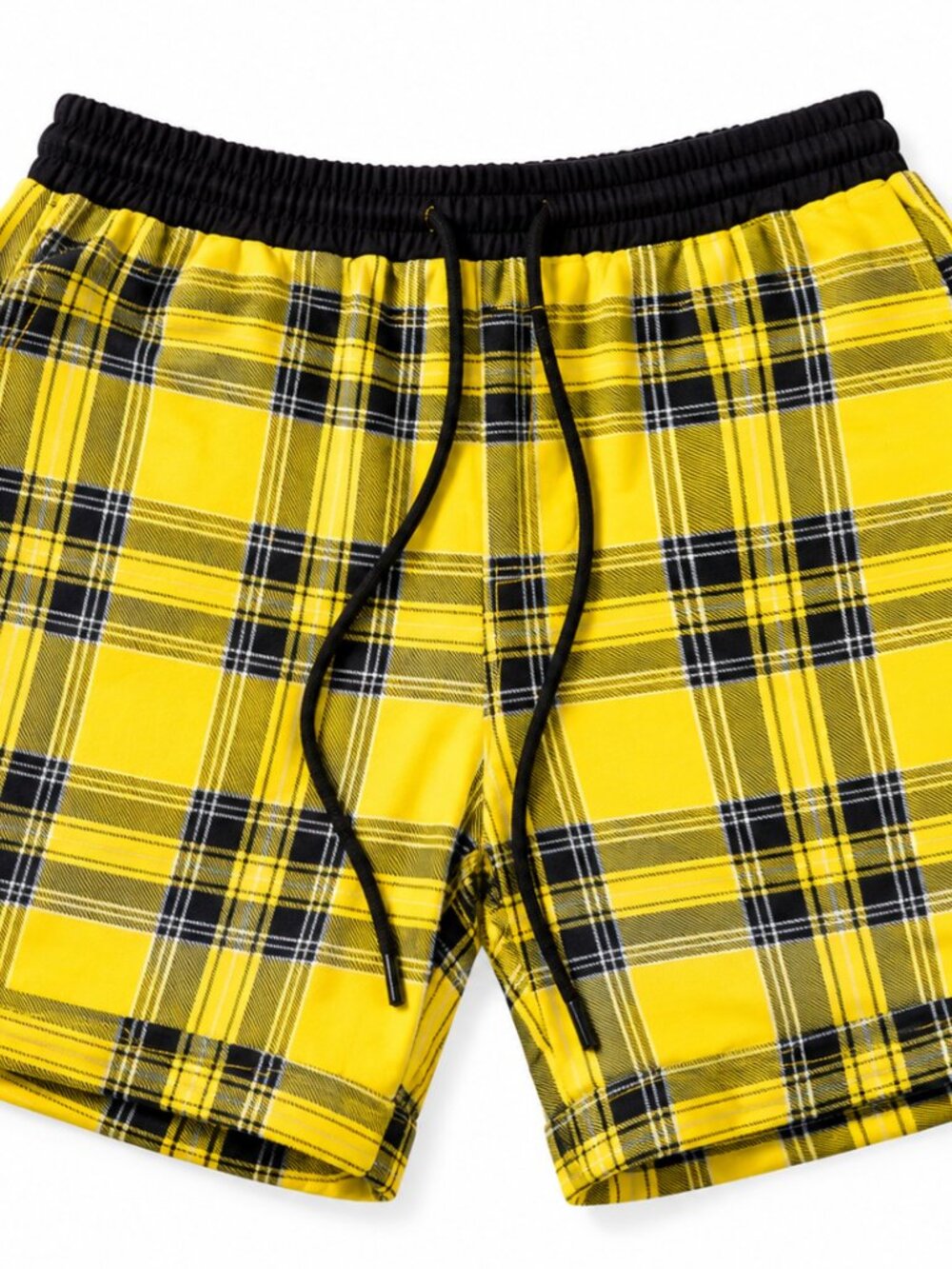 Ellwood Yellow Black Tartan Plaid Board Shorts Men's Streetwear Canadian